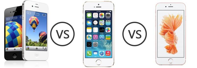 Apple Iphone 4s Vs Apple Iphone 5s Vs Apple Iphone 6s Phone Comparison