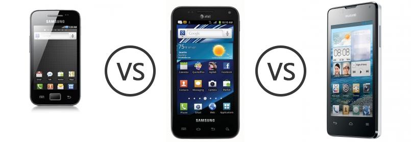 Samsung Galaxy Ace vs Samsung i927 Captivate Glide vs Huawei Ascend ...