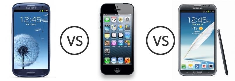 Samsung I9300 Galaxy S Iii S3 Vs Apple Iphone 5 Vs Samsung Galaxy Note Ii Cdma Phone Comparison