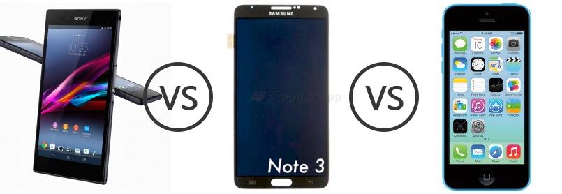 Sony Xperia Z Ultra Vs Samsung Galaxy Note Iii Vs Apple Iphone 5c Phone Comparison