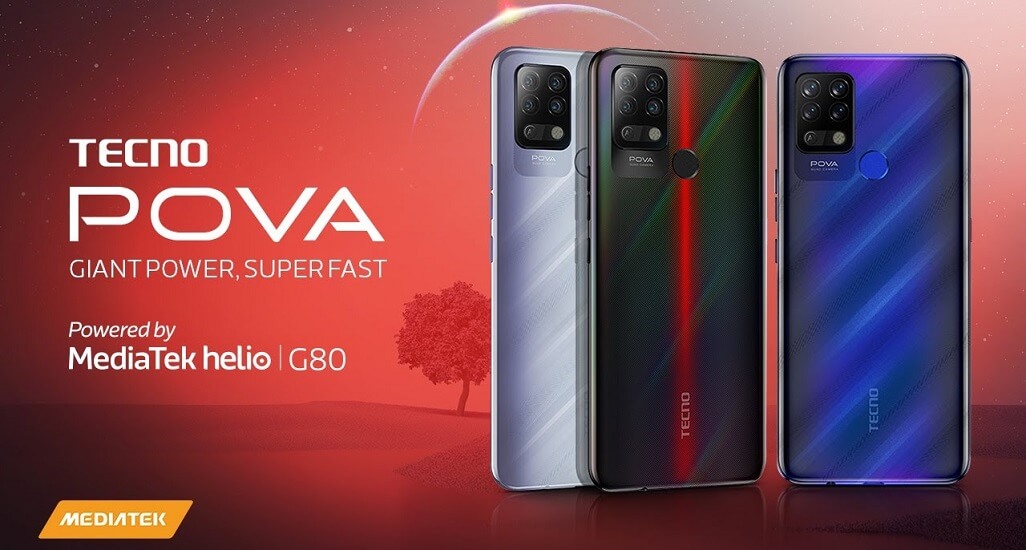 The image shows three Tecno Pova 6 smartphones in different colors with text overlay 'Tecno Pova 6 678inch AMOLED display Helio G99 Ultimate chipset 24GB RAM'.