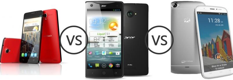 Alcatel One Touch Idol X Vs Acer Liquid S1 Vs Micromax Canvas Doodle